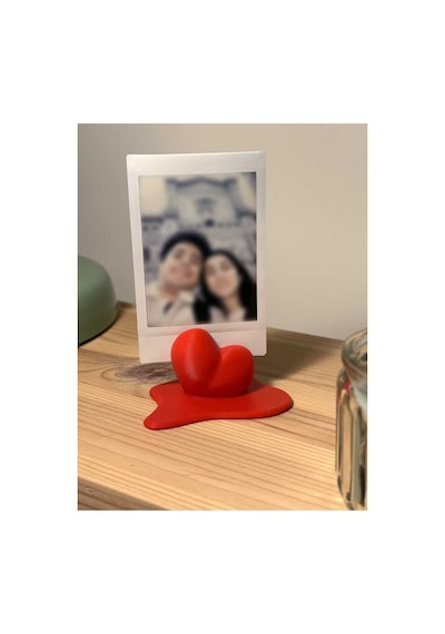Erimiş Kalp Figürlü 3d Baskılı Polaroid Fotoğraf Standı - Romantik Fikri Kırmızı 2 adet