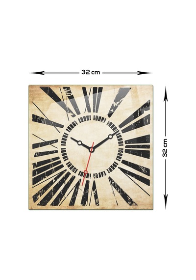 Cam Duvar Saati Roma Rakamlı Retro 32cm X 32cm Retro