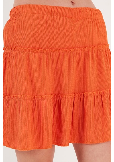 Lela Beli Lastikli Mini Bayan Şort Etek 5865038 Oranj