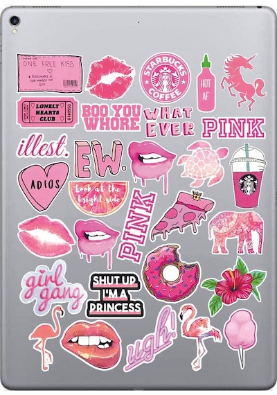 Pink Aesthetic Temalı Laptop, Tablet, Telefon Sticker Seti Diğer