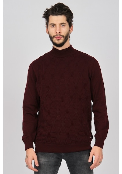 Dio Rise Erkek Desenli Yarım Balıkçı Kazak 650189280 Bordo Bordo