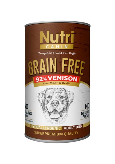 Nutri Canin Tahılsız %92 Geyik Etli Konserve Yetişkin Köpek Maması 12 x 400 G