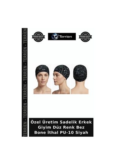 Terrien Özel Üretim Sadelik Erkek Giyim Düz Renk Bez Bone İthal Pu-10 Siyah