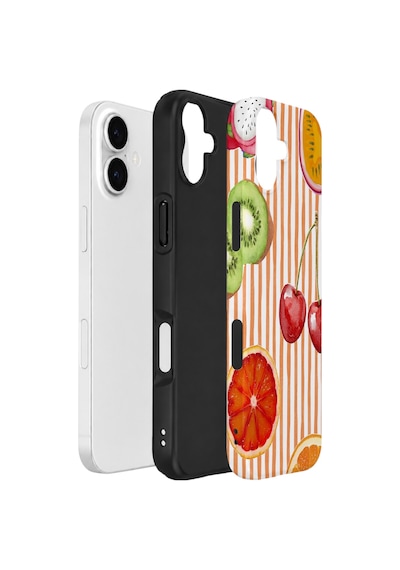 Apple iPhone Uyumlu 16 Vorian Çift Katmanlı Kılıf Tutti Frutti Stripe