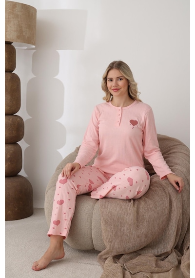 Boyraz Lindros Kadın Pamuk'lu Düğme Yaka Raporlu İnterlok Kışlık Pijama Takımı 0112 - 1 Adet Pembe Boyraz Lindros Kadın Pamuk'lu Düğme Yaka Raporlu İnterlok Kışlık Pijama Takımı 0112 - 1 Adet Pembe