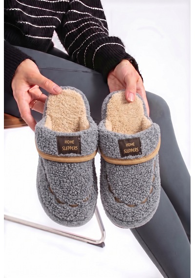 N Moda Kadın Ev Terliği Sherpa Dokulu Kışlık Sıcak Kürklü Rahat Ses Yapmaz Kaymaz Taban Gri N Moda Kadın Ev Terliği Sherpa Dokulu Kışlık Sıcak Kürklü Rahat Ses Yapmaz Kaymaz Taban Gri