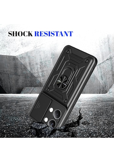 Teleplus Xiaomi Poco X8 Pro Max Kılıf Magnetik Standlı Kamera Korumalı Slide Sürgülü Cover Kapak Siyah