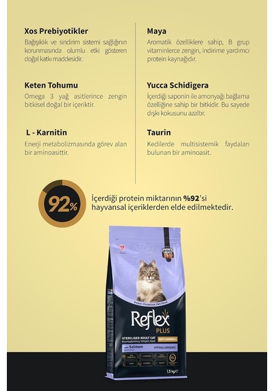Plus Pocket Treats İlaveli Kısırlaştırılmış Anti-hairball Somonlu Kedi Maması 1,5 Kg