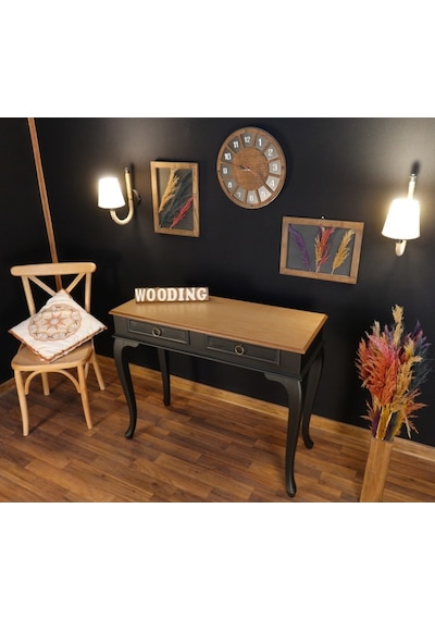 Wooding 100 Cm Çekmeceli Masif Siyah Naturel Dresuar (548588059) Siyah
