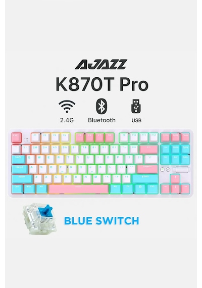 K870t Pro 3 Modlu Hot-swap Rgb, Mekanik Klavye - Beyaz