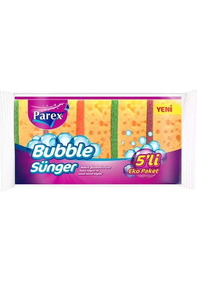 Parex Eko Bubble Sünger 5 Adet Çok Renkli