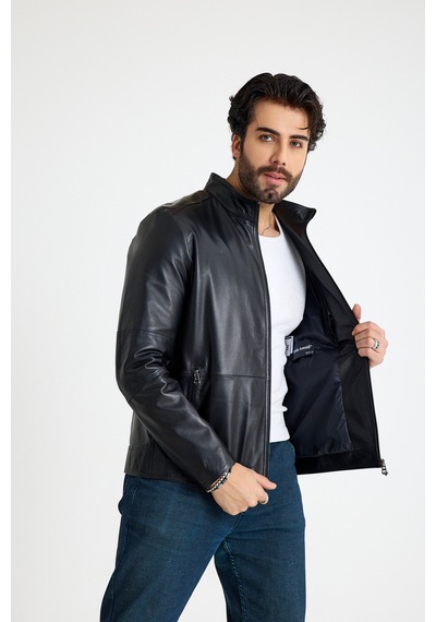 Franko Armondi Fit Kısa Erkek Deri Ceket E4-k-2629-23712 Siyah