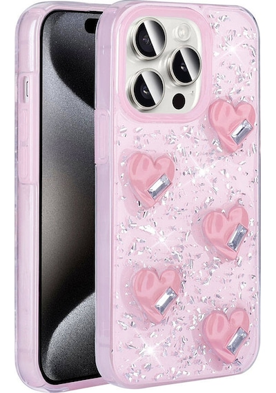 Zore Apple Uyumlu iPhone 15 Pro Max Kılıf Airbagli Simli Arka Yüzey Işıltı Silikon Kapak - Lil Lila
