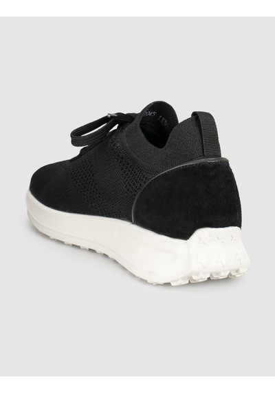Siyah Triko Hakiki Deri Kadın Sneaker Ayakkabı