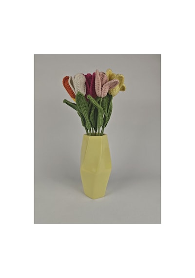 Twist Seramik Vazo Pastel Sarı Yükseklik:22cm Çap:13 Cm Sarı