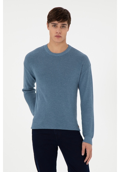 U.S. Polo Assn. Erkek Regular Fit Bisiklet Yaka Mavi Basic Kazak 50298267-VR251