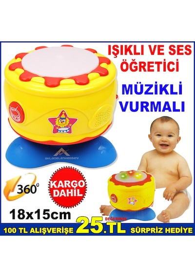 Işıklı Ve Sesli Öğretici Kaya Davul Sesli Müzikli Can Davul