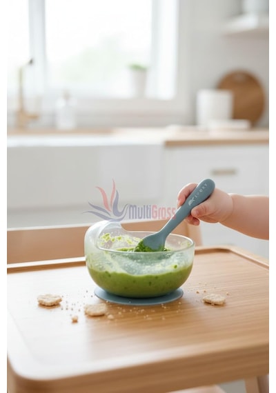 2'li Silikon Mama Kaşığı 15 Cm, Koyu Pembe Çok Renkli