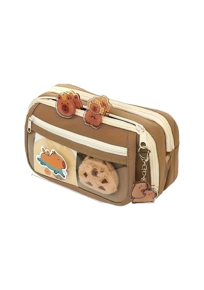 Capybara Kalem Kutusu Kapibara Kalemlik Büyük Kapasiteli Aksesuarlı Geniş Büyük Boy Kawaii Kore Tarzı Sevimli Kalem Kutusu 1 Adet Doll+5 Adet Sticker Dahildir Diğer