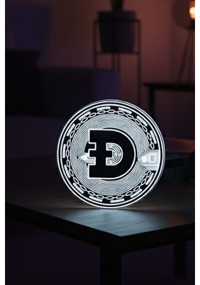Dogecoin Tasarımlı Dekoratif Aydınlatma Led Çok Renkli