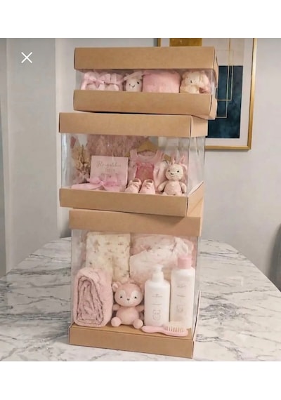 Asetat Gelin&damat Çeyiz Bohça Kutusu Kraft 3'lü Set 1 Takım Şeffaf Katlanabilir Demonte Söz Nişan Hediyelik Büyük 23,5 23,5 40cm Orta 23,5 23,5 25cm Küçük 23,5 23,5 15cm