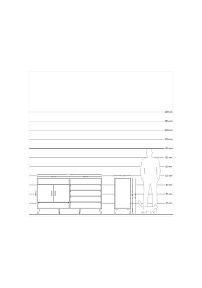 Hyperion Konsol 7 Raflı 2 Kapaklı 176x44x99 Çam-çam Çam-çam