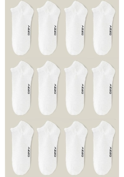 Ozzy Socks 12 Çift Dikişsiz Pamuklu Dayanıklı Topuk Unisex Patik Çorap Beyaz