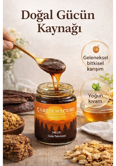 Çakşır Macunu, Panax, Tongkat Ali, Çakşır Otu Bal Bitkisel Karışım Güç Kuvvet Macun 240 Gr