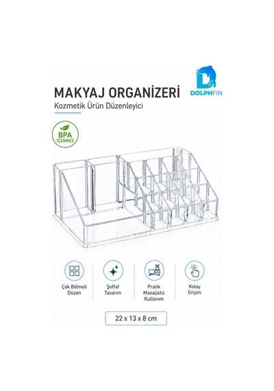 Şeffaf Makyaj Organizeri Çok Bölmeli Rujluk Masaüstü Kozmetik Düzenleyici