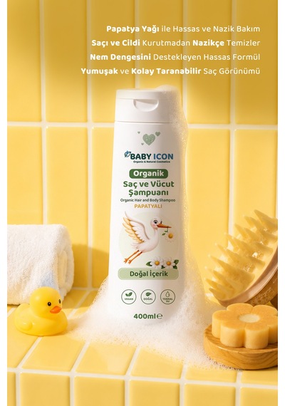 Baby İcon Doğal Vegan Papatyalı Saç Ve Vücut Şampuanı 400 Ml
