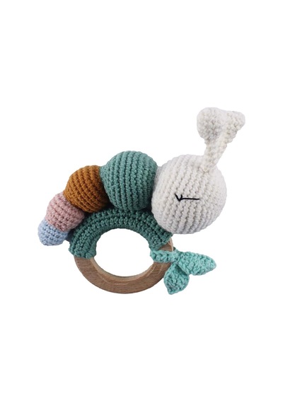 Amigurumi Renkli Tırtıllı Çıngıraklı Diş Kaşıyıcı Çok Renkli