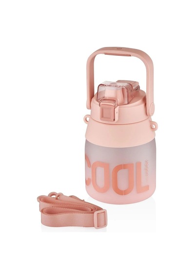 1000ml Askılı Tek Kapak Çift Kullanım Pipetli/pipetsiz Kullanım Softtouch Su Matarası Pembe