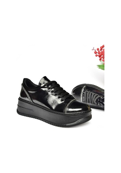 Fox Shoes R274217508 Siyah Rugan Kalın Tabanlı Spor Ayakkabı Sneakers Siyah
