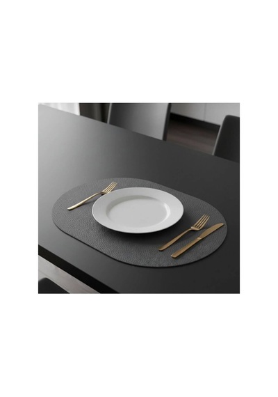 Kk Swords 4+1 Adet Deri Amerikan Servis+runner Set 4 Amerikan Servis -1 Runner Supla Decor Masa Decoru Gri