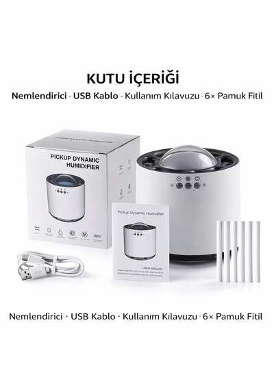 Dinamik Ses Algılamalı Led Işıklı Ultrasonik Nemlendirici 800 Ml