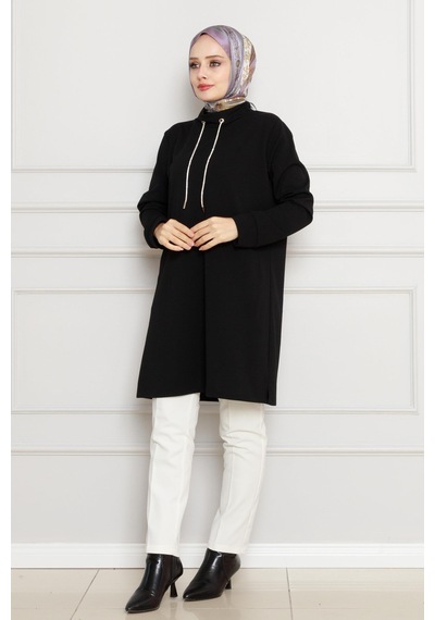 Sevitli Dik Yaka Tunik-siyah-4454 Siyah