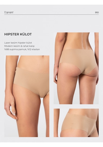 Türen Kadın Lazer Kesim Pamuklu Hipster Külot 910/vizon Vizon
