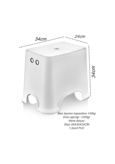 Geseus Banyo Taburesi Çok Amaçlı Tabure Kaymaz Ayakalı Max-150kg