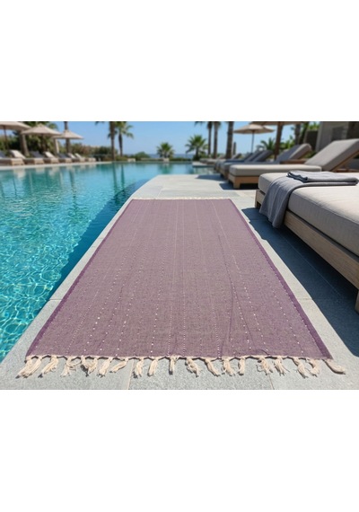 Ludıa %100 Pamuklu Çizgili Peştemal Havlu Banyo Ve Plaj Havlusu 90x185 Cm Mor