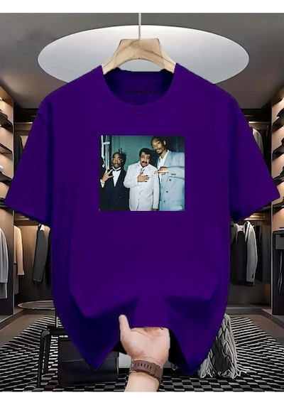 Müslüm Baskılı Oversize T-shirt Mor