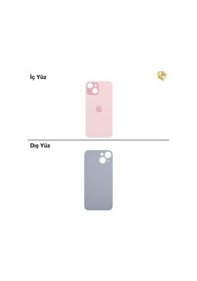 Apple Uyumlu iPhone 15 Pembe Renk Arka Kapak Arka Cam Batarya Kapağı Lazer Kesim Kapak Pil Kapağı