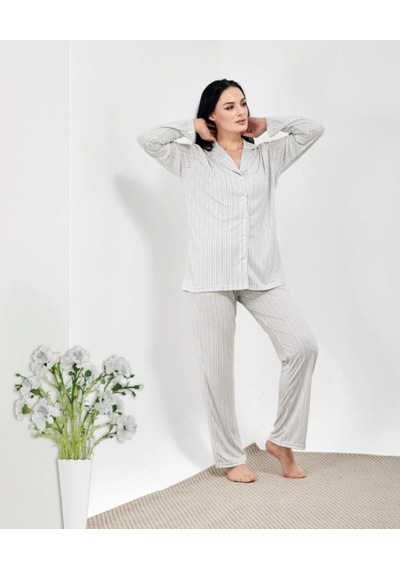 Hf Club 3111 Kadın Gömlek Pijama Takımı Gri