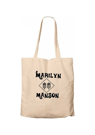 Marilyn Manson Text Krem Kanvas Bez Çanta Krem