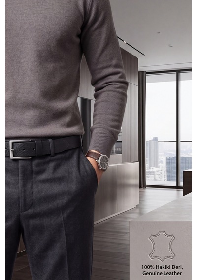 Titan Belt- %100 Hakiki Deri Tek Parça 4 Cm Erkek Kemer Siyah