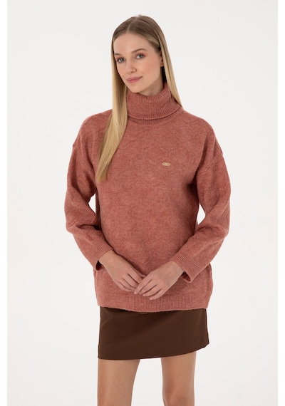 U.S. Polo Assn. Kadın Gül Kurusu Boğazlı Kazak 50309658-VR026