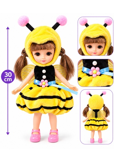Starry Sky Doll Arı Kostümlü Bebek 30 Cm Sarı Siyah Peluş Elbiseli Oyuncak Bebek 3+ Yaş