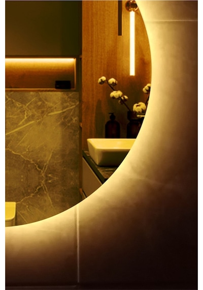 Led Işıklı Yuvarlak 70 Cm Banyo Ve Konsol Aynası Amber