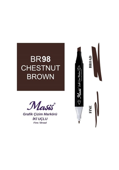 Çift Uçlu Marker Grafik Çizim Kalemi 98 Kestane Kahve