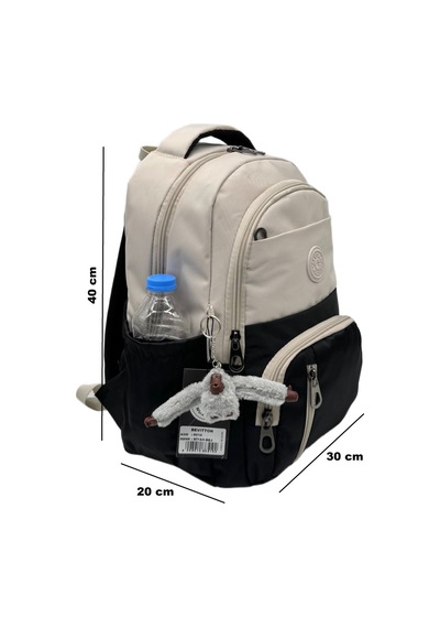 İlk Okul Çantası 3'lü Seti Unisex Çocuk İlkokul Çantası Gry-8010 Bej-siyah Bej