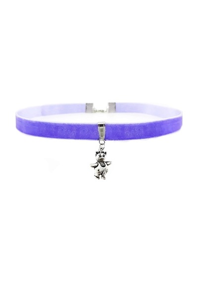 Mor Renk Ayıcık Choker Kolye Gümüş